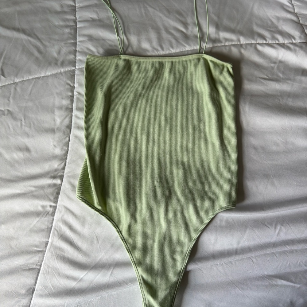 Pacsun Light Green Ribbed Bodysuit Size M